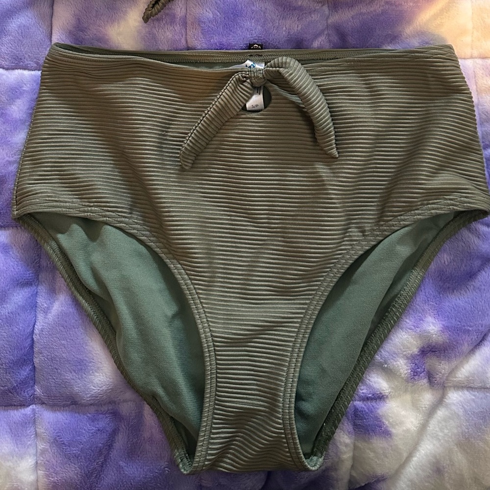 La Vie En Rose Aqua High-Rise Bikini Bottoms